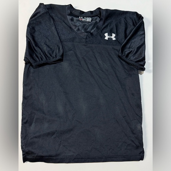 Under Armour HeatGear Youth L Black Short Sleeve V-Neck Mesh Jersey - Picture 1 of 1